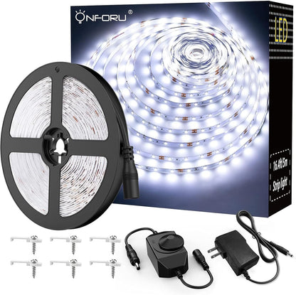 Onforu_LED_Light_Strip,16.4ft/32.8FT_Dimmable_LED_Tape_Light,_6000K_Daylight_White/Warm_White_Strip_Lighting,_300_LEDs_Flexible_Vanity_Mirror_Light,_5M_12V_Ribbon_Rope_Light_for_Bedroom,_Under_Cabinet,Kitchen,Christams