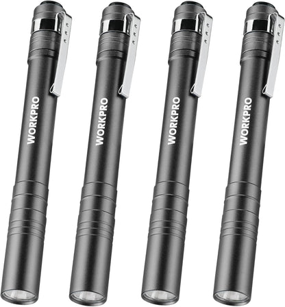 WORKPRO_LED_Pen_Light,_Aluminum_Pen_Flashlights,_Pocket_Flashlight_with_Clip_for_Inspection,_Emergency,_Everyday,_2AAA_Batteries_Include,_Gray(4-Pack)