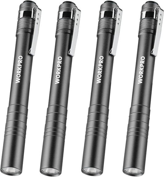 WORKPRO_LED_Pen_Light,_Aluminum_Pen_Flashlights,_Pocket_Flashlight_with_Clip_for_Inspection,_Emergency,_Everyday,_2AAA_Batteries_Include,_Gray(4-Pack)