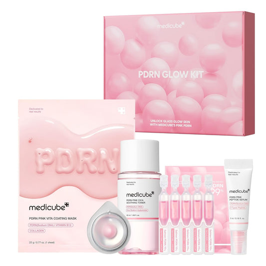 medicube_Salmon_DNA_PDRN_Trial_Kit_|_Glass_Glow_Mini_Skincare_Set_with_Toner,_Serum_&_Sheet_Mask_for_Hydrating,_Firming,_Moisturizing_|Gift_&_Travel_Essentials_for_Women_&_Girls_|_Korean_Skincare