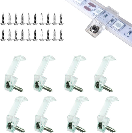 ATB-_100PACK_Outdoor_LED_Strip_Light_Mounting_Bracket_Fixing_Clips,One_Side_Clips_with_102_Pieces_Screws,Ideal_for_10_mm_and_12mm_Width_Silicone_Tube_IP67_Waterproof_Strip,_Clear