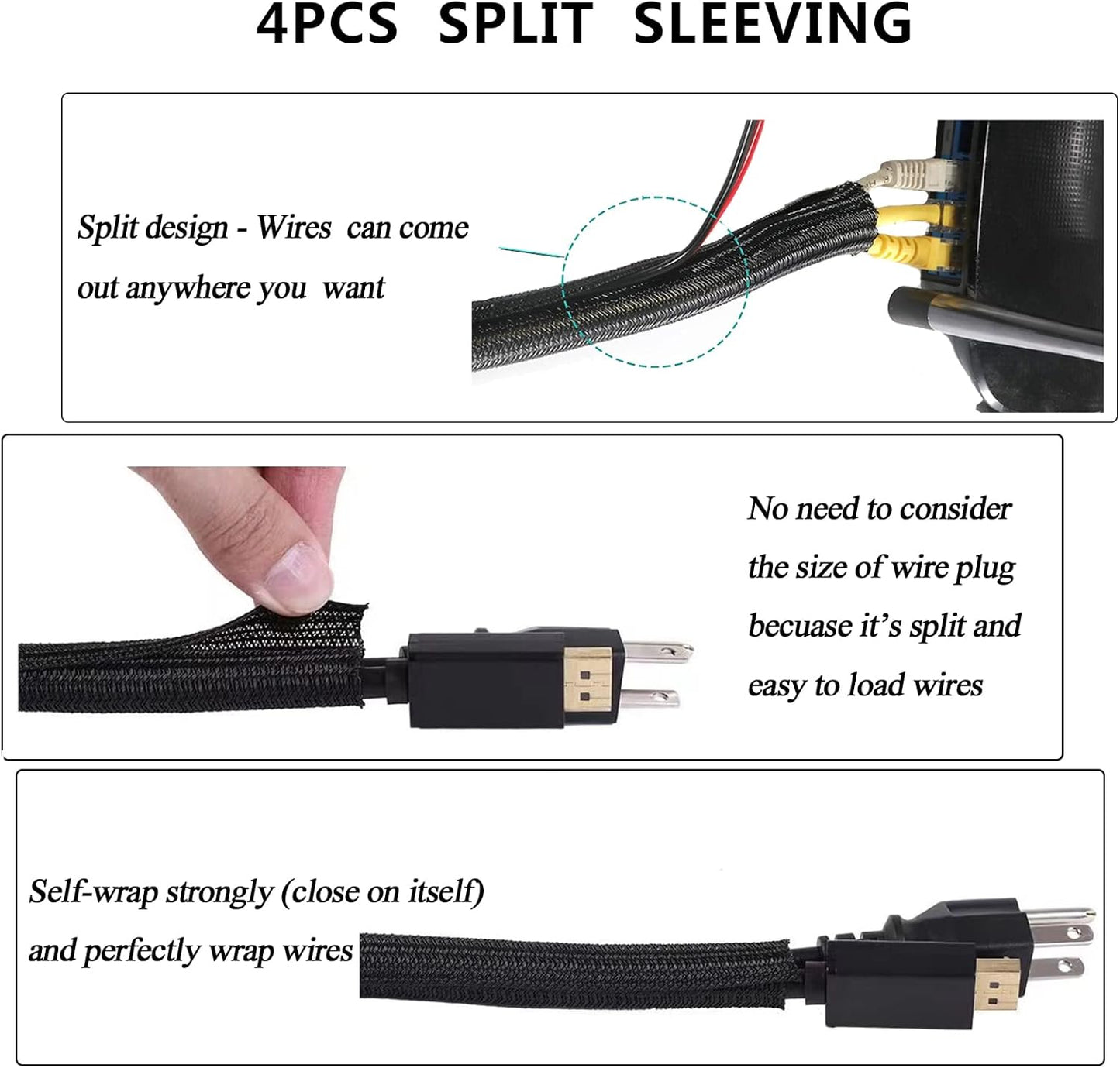 N_NOROCME_192_PCS_Cable_Management_Kit_4_Wire_Organizer_Sleeve,11_Cable_Holder,35Cord_Clips_10+2_Roll_Cable_Organizer_Straps_and_100_Fastening_Cable_Ties_for_Computer_TV_Under_Desk,_black,clear