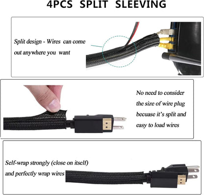 N_NOROCME_192_PCS_Cable_Management_Kit_4_Wire_Organizer_Sleeve,11_Cable_Holder,35Cord_Clips_10+2_Roll_Cable_Organizer_Straps_and_100_Fastening_Cable_Ties_for_Computer_TV_Under_Desk,_black,clear