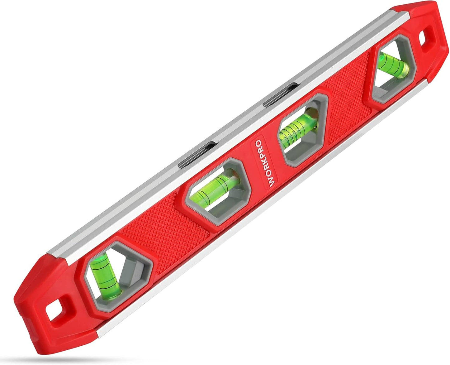 WORKPRO_12_Inch_Torpedo_Level,_Magnetic_Small_Leveler_Tool,_Plumbing_Level_with_Pitch_Vial,_Aluminum_Reinforced,_4_Bubbles,_V-Groove_for_Conduit_Bending