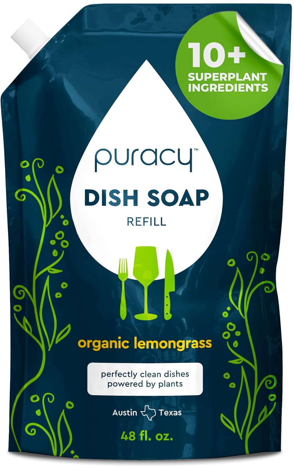 Puracy_Natural_Dish_Soap_Refill_-_Skin-Softening_Plant-Based_Liquid_Dishwashing_Detergent_Soap,_Clean-Rinsing_Water-Sheeting_Formula_(Organic_Lemongrass,_48_fl_oz)