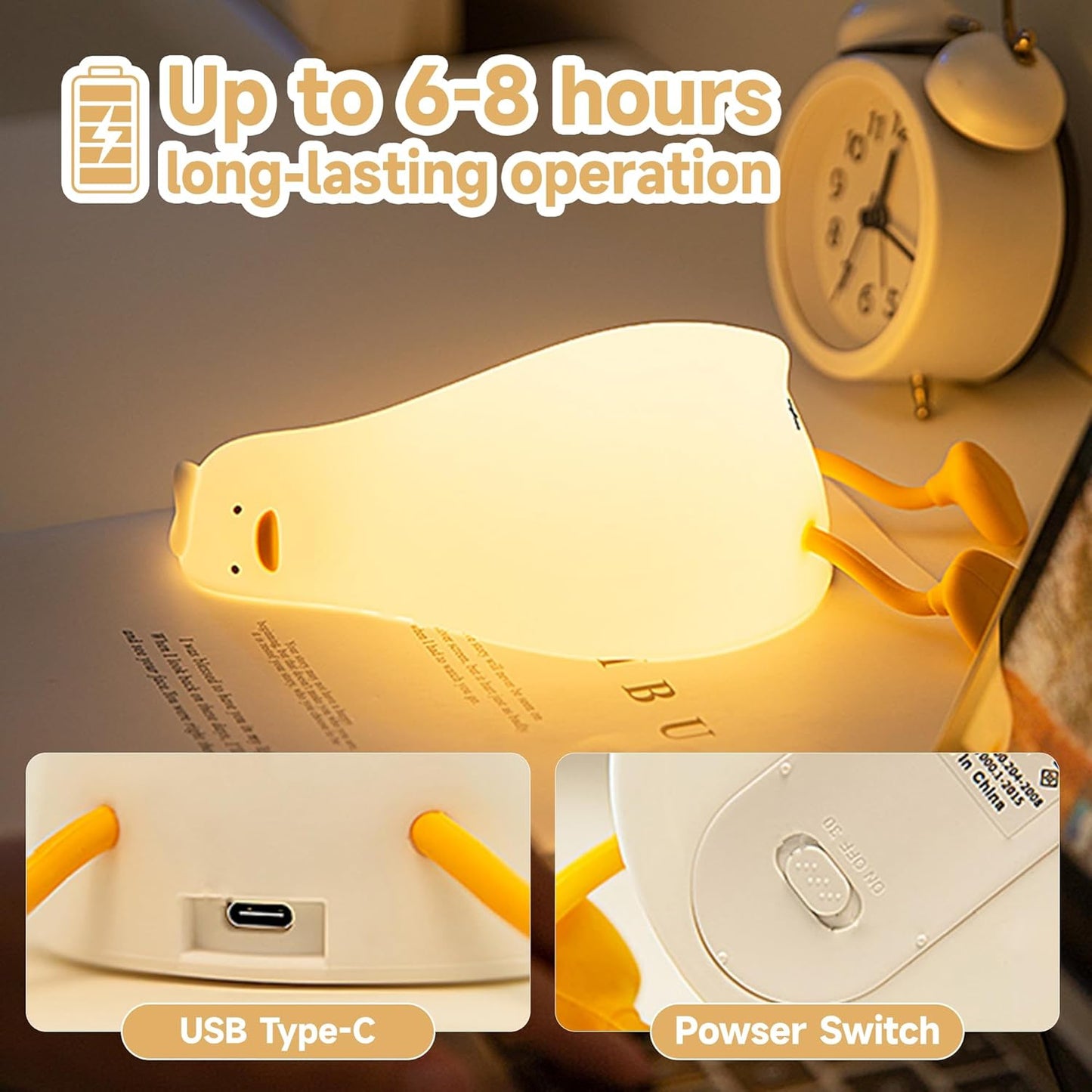 Cute_Duck/Chicken/Pig/Rabbit/Panda_Night_Light,_LED_Squishy_Animal_Novelty_Lamp_for_Toddler_Baby_Kids,_Nursery_Touch_Kawaii_Room/House_Decor