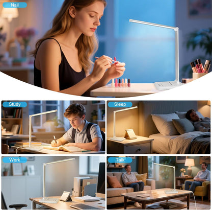 White_crown_LED_Desk_Lamp_Dimmable_Table_Lamp_Reading_Lamp_with_USB_Charging_Port,_5_Lighting_Modes,_Sensitive_Control,_30/60_Minutes_Timer_(White,_First-Generation)