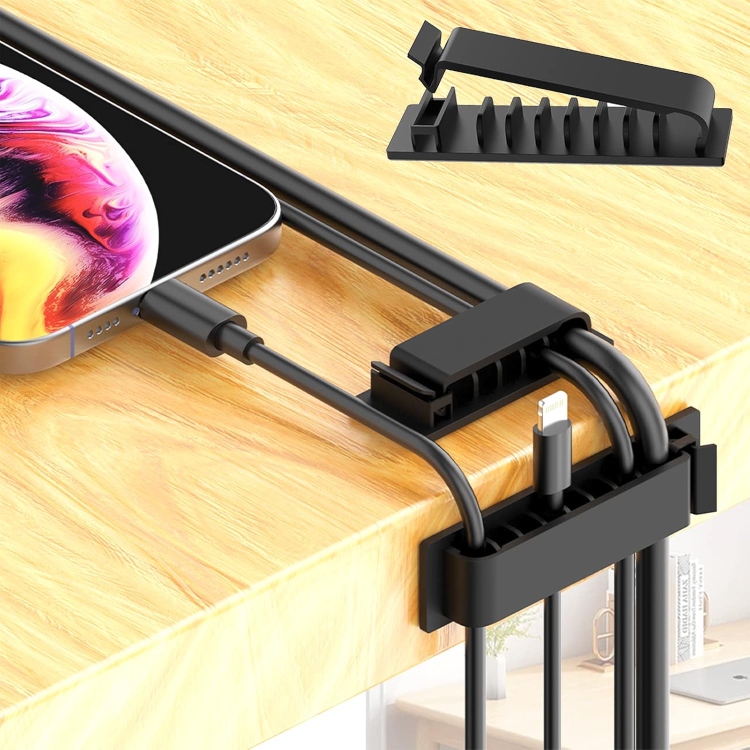 N_NOROCME_192_PCS_Cable_Management_Kit_4_Wire_Organizer_Sleeve,11_Cable_Holder,35Cord_Clips_10+2_Roll_Cable_Organizer_Straps_and_100_Fastening_Cable_Ties_for_Computer_TV_Under_Desk,_black,clear