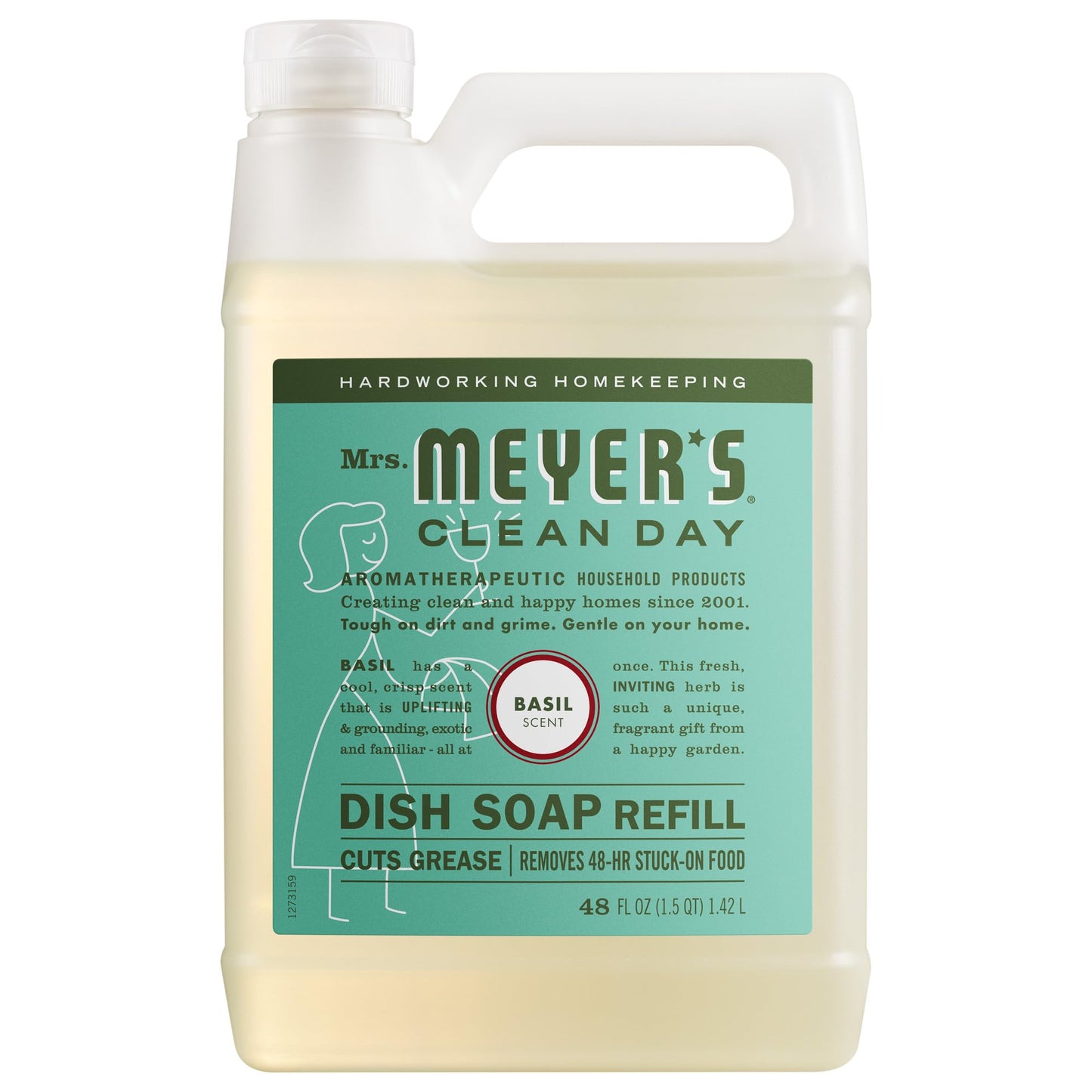 MRS. MEYER&amp;#39;S CLEAN DAY Liquid Dish Soap Refill, Basil, 48 fl. oz