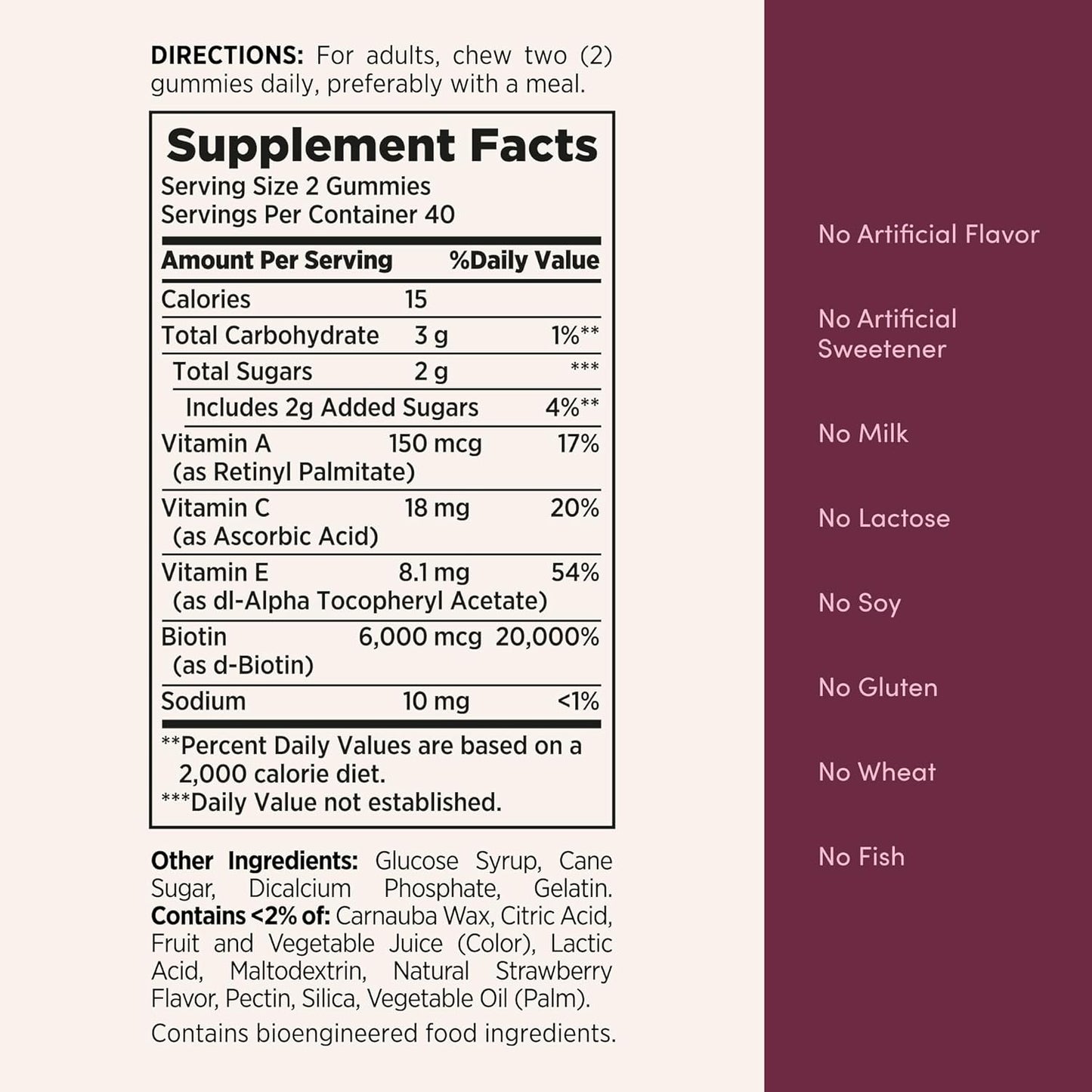 Nature's_Bounty_Optimal_Solutions_Hair,_Skin_&_Nails_Vitamin_Gummies_with_Biotin,_2500_mcg,_Strawberry,_80_Count,_40_Total_Servings