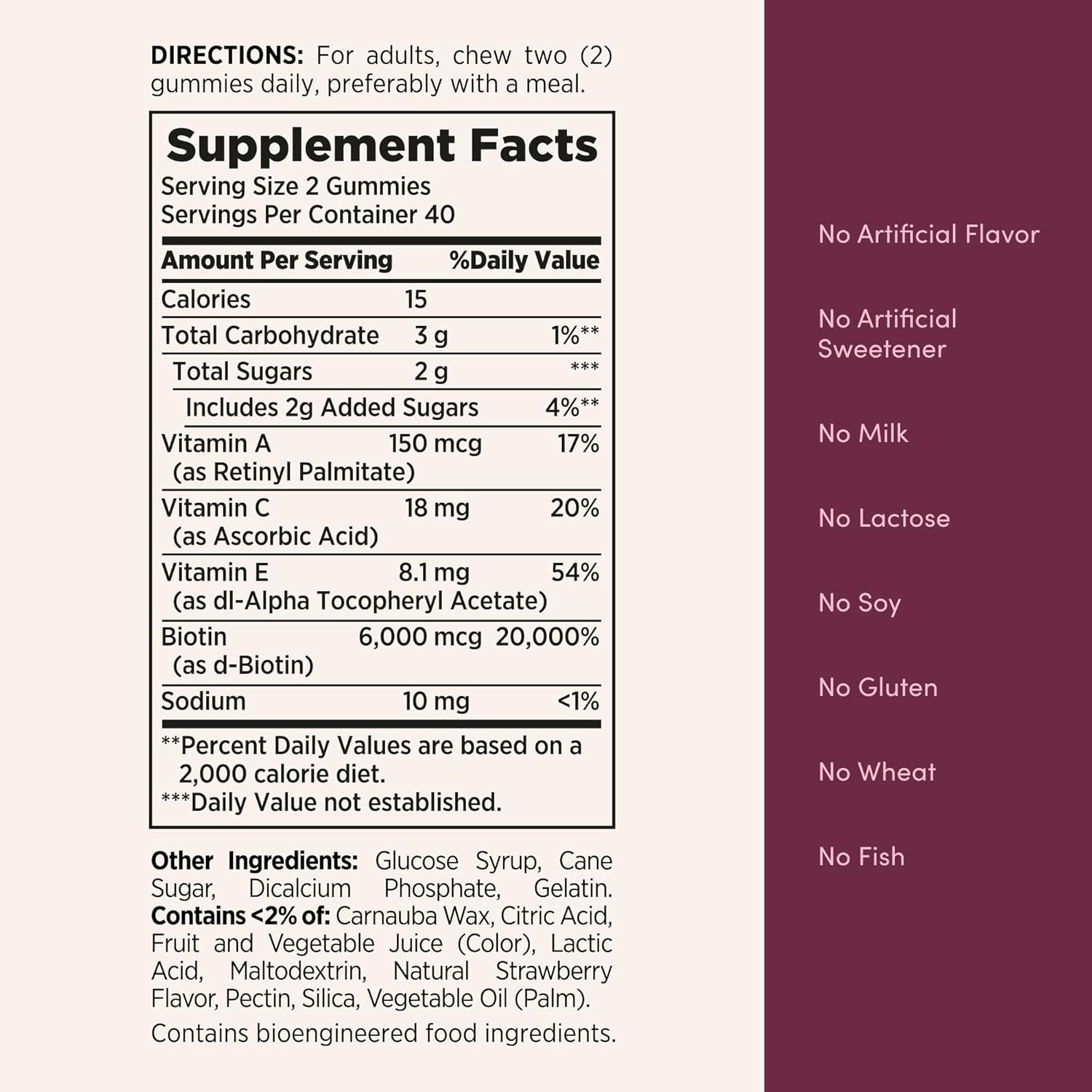 Nature's_Bounty_Optimal_Solutions_Hair,_Skin_&_Nails_Vitamin_Gummies_with_Biotin,_2500_mcg,_Strawberry,_80_Count,_40_Total_Servings
