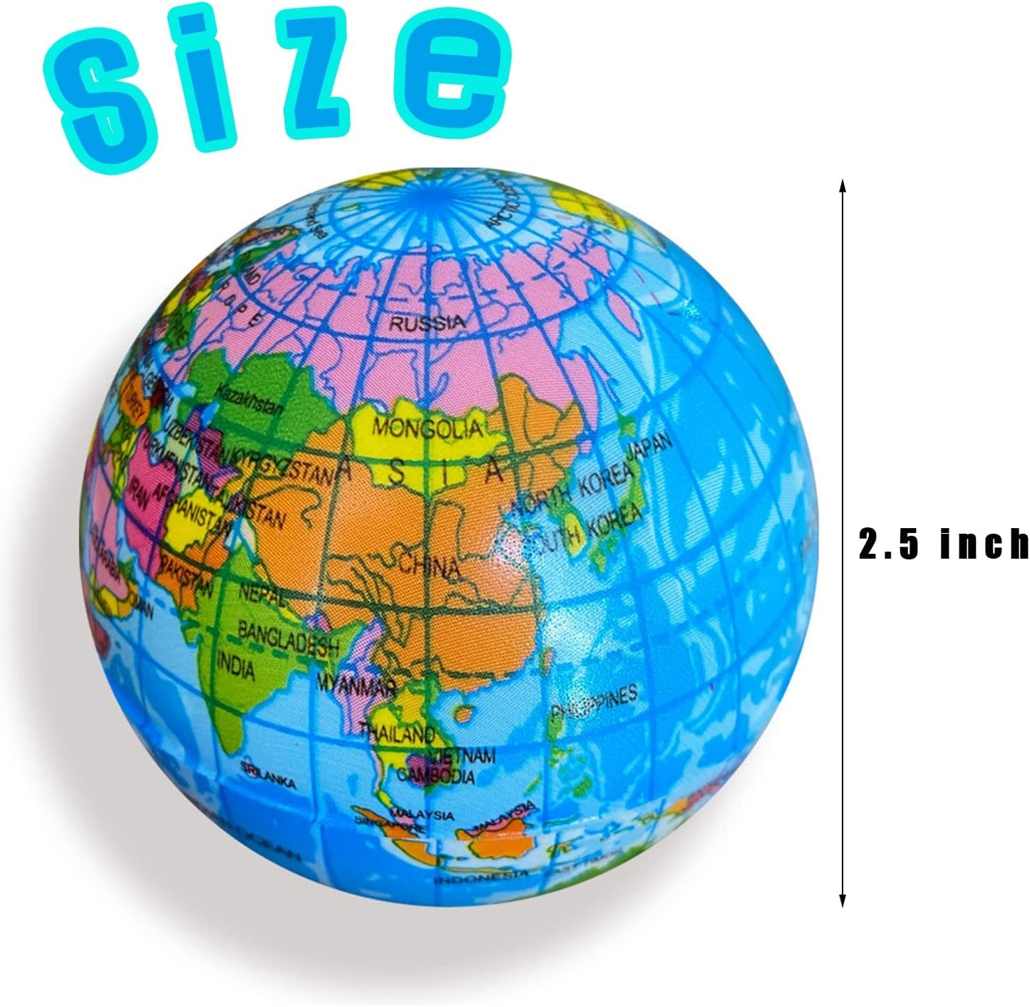 Globe_Squeeze_Balls,2.5_inch_Earth_Stress_Relief_Balls,Soft_Foam_Stress_Ball_Toy_for_Finger_Exercise,School_or_Office_Party_Favors,24_Pcs