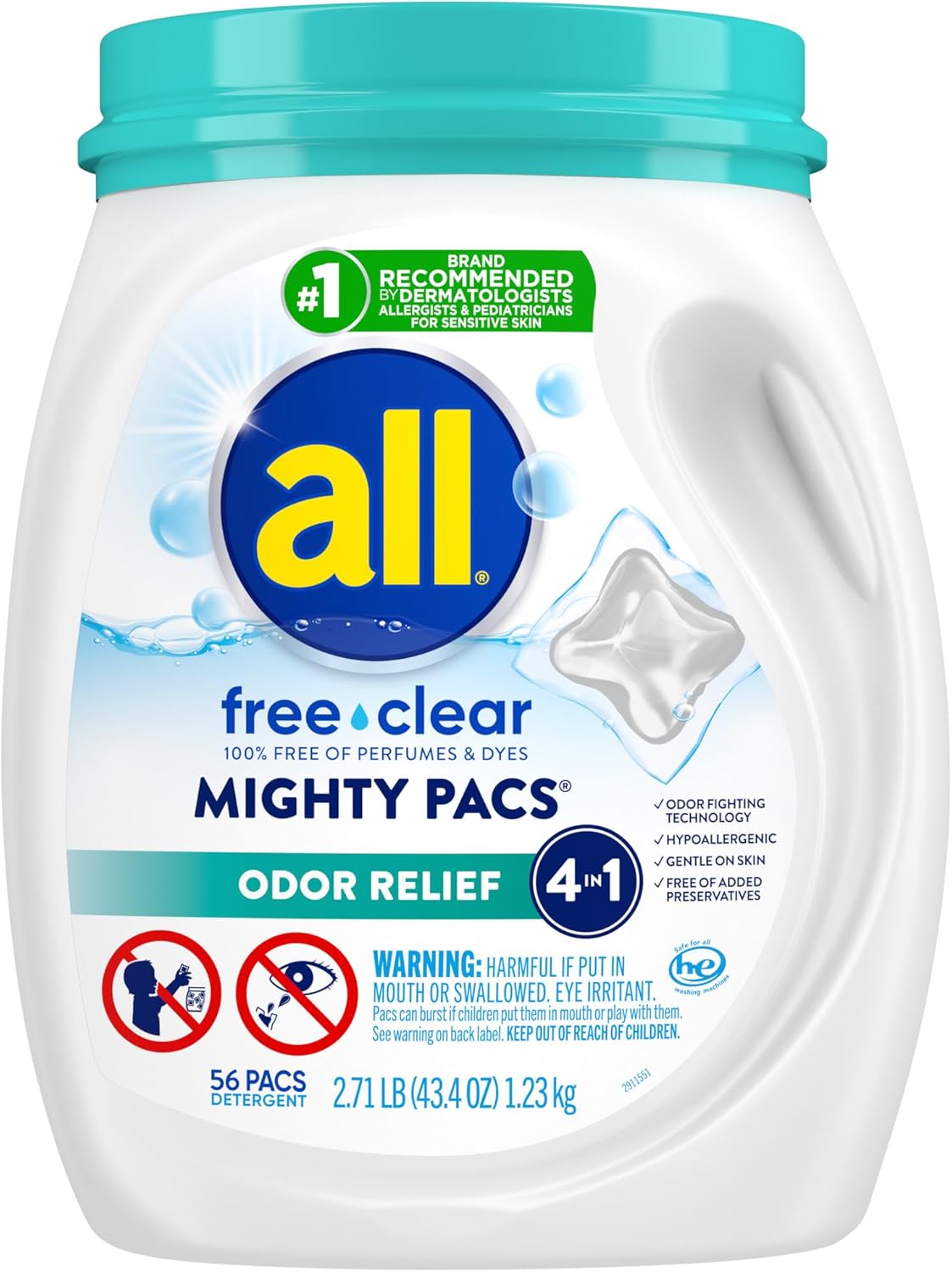All_Mighty_Pacs_Laundry_Detergent_Free_Clear_Odor_Relief,_Tub,_56_Count