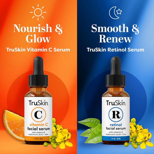 TruSkin_Face_Serum_Duo_-_Vitamin_C_Serum_&_Retinol_Serum_for_Face_-_AM_&_PM_Anti_Aging_Skincare_Routine_-_Brightening_&_Smoothing_Facial_Serums,_1_fl_oz_Each