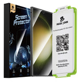 MAGIC JOHN 2 Pack for Samsung Galaxy S23 Ultra Screen Protector [PET Film Material Not Glass] 6.8 inch,[100% Fingerprint ID Compatible] Easy Installation Tray, Shock-Resistant, 3D Curved, Bubble Free, Scratch Proof, HD Clear, Case Friendly