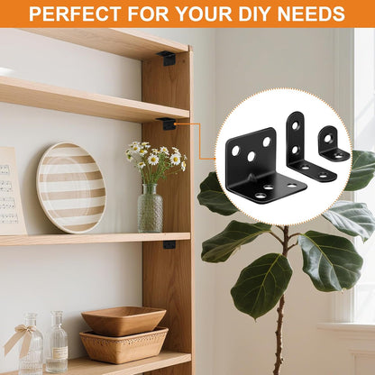 26PCS_L_Bracket_Corner_Brace_Kit,_3_Sizes_Stainless_Steel_L_Brackets_for_Wood_Shelves,_90_Degree_Right_Angle_Bracket,_Black_Metal_Corner_Brackets_for_Furniture_Cabinet_Drawer_Chair_(with_88_Screws)