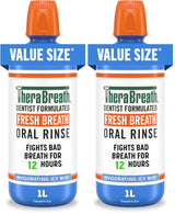 TheraBreath Fresh Breath Oral Rinse, Invigorating ICY Mint Flavor, Dentist Formulated and ADA-Accepted Mouthwash for Bad Breath pH-Balanced, Alcohol Free & Non-Burning