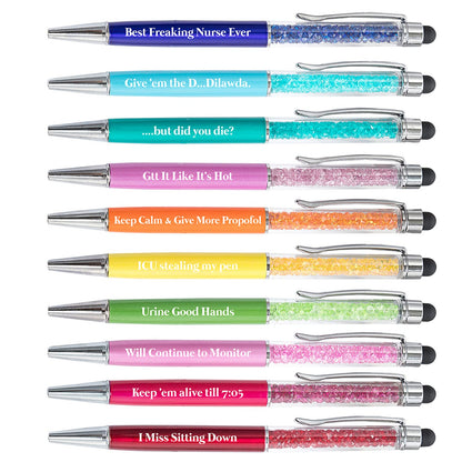 HLPHA 10pcs Nurse Pens，Work Funny Black Ink Ballpoint Pens，Black Ink Medium Point (1.0mm)，Nursing Pens for Nurse Doctor Teachers