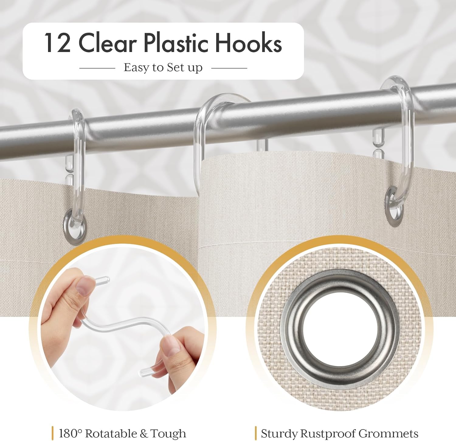 AmazerBath_Boho_Shower_Curtain,_Modern_Farmhouse_Shower_Curtain_Set_with_Tassels,_Rustic_Faux_Linen_Green_Striped_Shower_Curtain_with_Hooks,_Light_Tan_Toned,_72x72_Inches