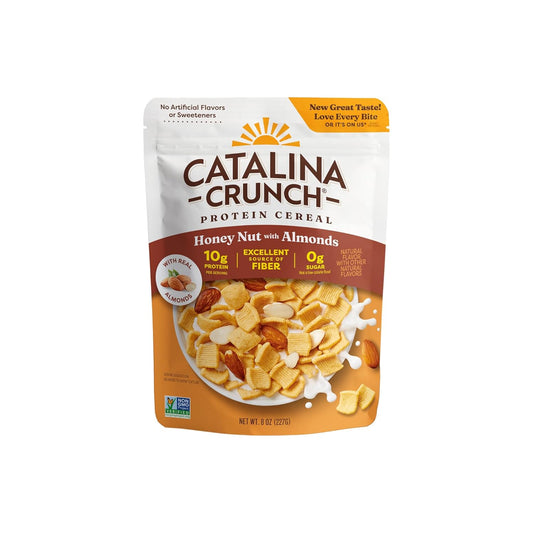 Catalina_Crunch_Protein_Cereal_-_Breakfast_Cereal_with_10g_of_Protein,_No_Added_Sugar_-_Gluten_Free,_Keto_Friendly_-_Honey_Nut_with_Almonds_-_8_oz._Bag_(Pack_of_1)