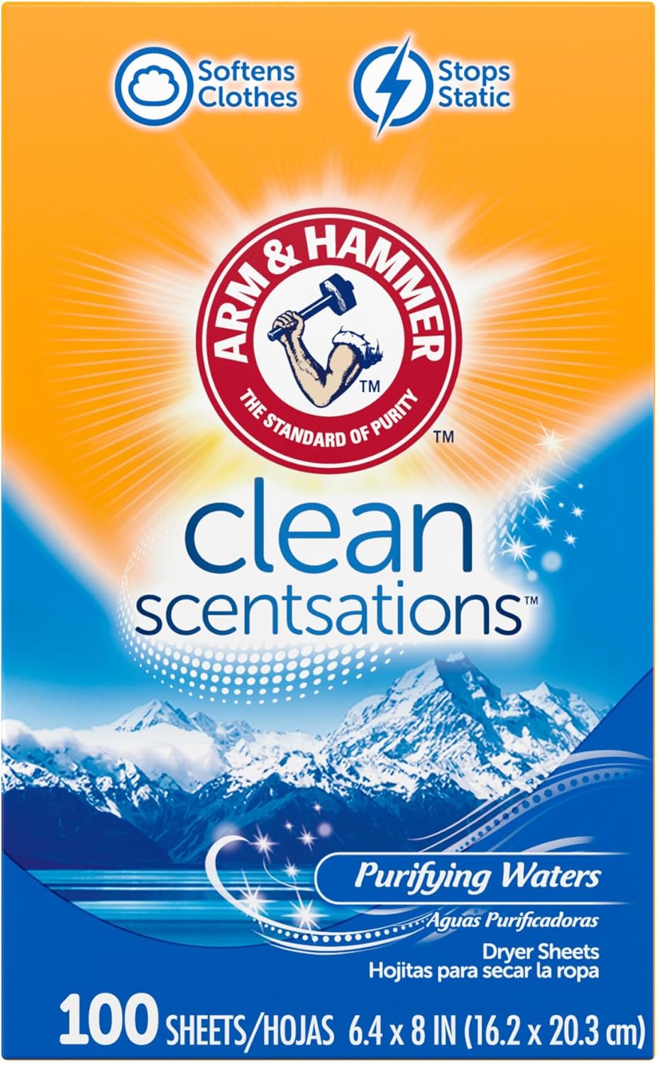 ARM_&_HAMMER_Fabric_Softener_Sheets,_100_sheets,_Purifying_Waters