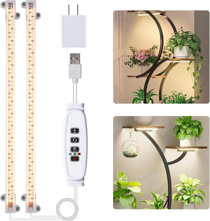 LED_Grow_Light_Strips_for_Indoor_Plants_Full_Spectrum_3500K,_96_LEDs_Plant_Light_Bar_with_3/9/12H_Timer,_10_Dimmable_Levels_for_Seedling_Succulent,_13_Inches_1_Head/2_Head/3_Head/4_Head