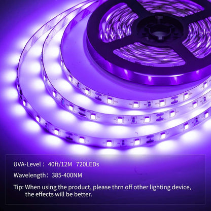 20_ft/40_ft_Led_Black_Light_Strip_Kit,_12V_Flexible_Blacklight_Fixtures,_Non-Waterproof