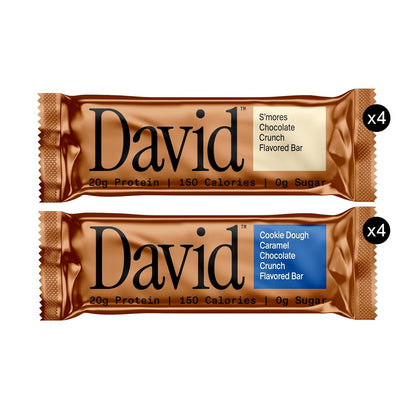 David_Bronze_High_Protein_Bars_-_Cookie_Dough_Caramel_Chocolate_Crunch_&_S'mores_Chocolate_Crunch_Flavored_Bar_-_0g_of_Sugar,_Low_Carb,_Gluten_Free_-_20g_of_Protein,_150_Calories_-_On-The-Go_Snack,_Pack_of_8