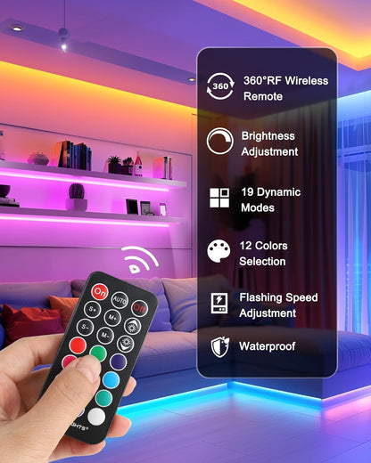 HitLights_LED_Strip_Lights,_4_Pre-Cut_Waterproof_RGB_Small_LED_Light_Strip_Kit_Dimmable_Color_Changing_SMD_5050_LED_Tape_Light_with_RF_Remote,_UL-Listed_Power_Supply_and_Connectors_for_TV_Bedroom_Home