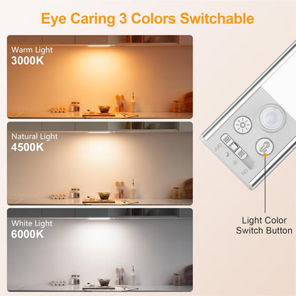 Gritin_10.2inch/_14.7_inch_Under_Cabinet_Lighting_Rechargeable_-84_LED_Super_Bright,3-Color&_5_Level_Brightness,4_Modes,Motion_Sensor,Long_Lasting-_Easy_Installation_Magnetic_Under_Cabinet_Closet_Lights_-2_Pack