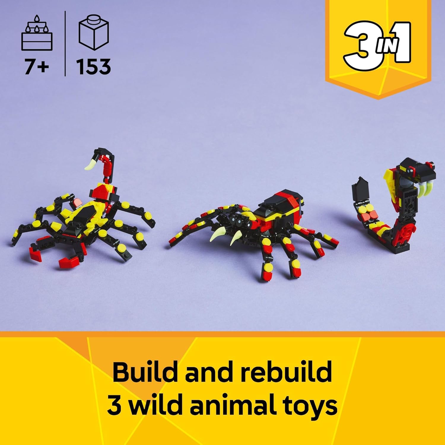 LEGO_Creator_3_in_1_Wild_Animals_Surprising_Spider_Toy_-_Building_Toy_with_3_Build_Options,_Spider,_Scorpion,_or_Snake_-_Animal_Figures_for_Kids,_Boys_&_Girls,_Ages_7+_-_Gift_Idea_for_Birthday_-_31159