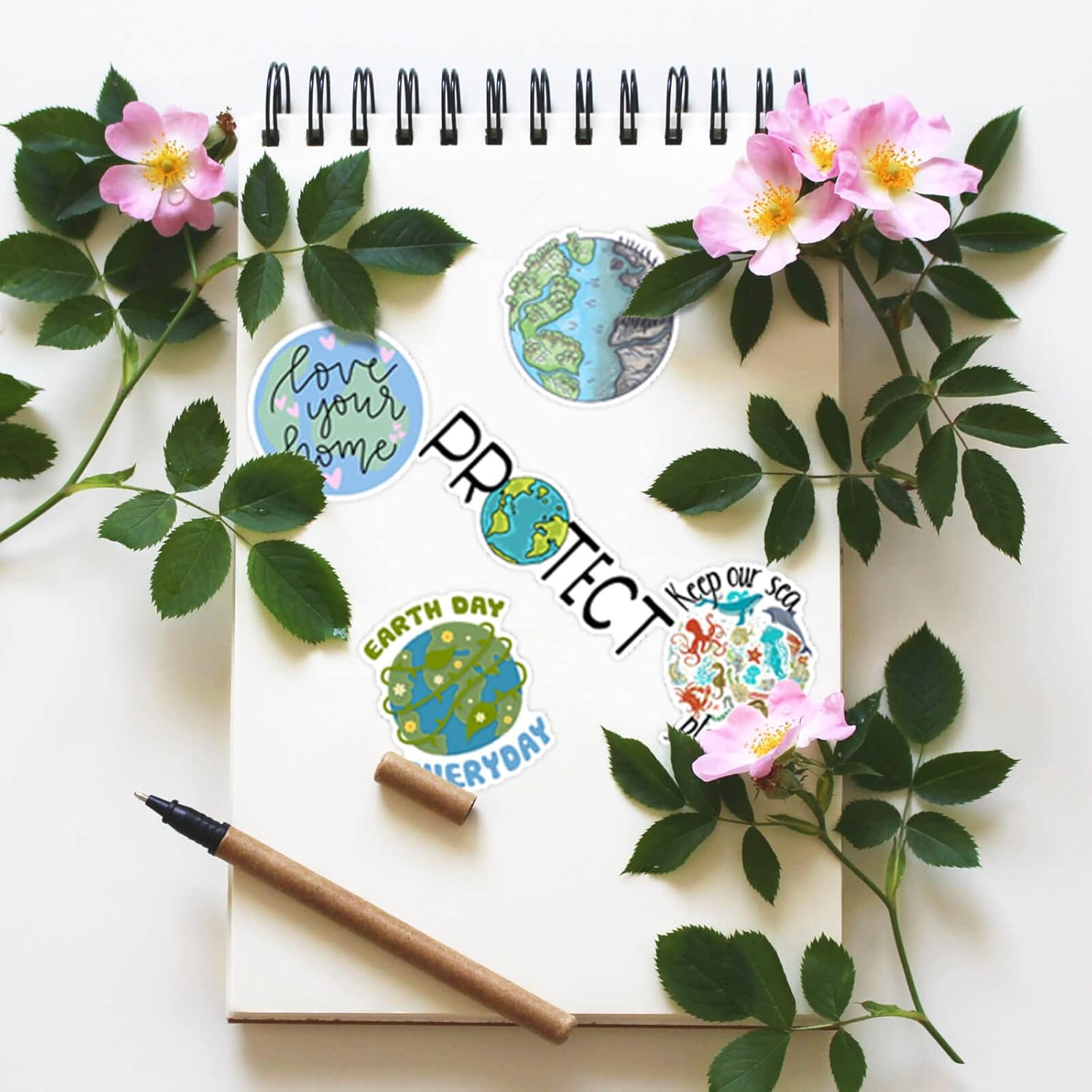 100PCS_Earth_Day_Stickers,_Environmental_Protection_Vinyl_Waterproof_Stickers_for_Water_Bottles,_Laptops,_Skateboards_&_Notebooks,_Save_the_Earth_Environmental_Decals_for_Kids_Teens_Students