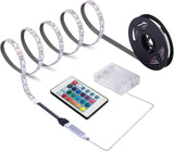 6.56 feet Battery Powered LED Strip Lights, DIY Indoor and Outdoor Decoration, Waterproof, 24 Keys Remote, 1 Pack/2 Pack