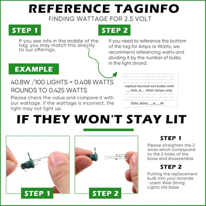 Mudder_150_Pcs_Replacement_Mini_Light_Bulbs_Christmas_Tree_2.5_V_Incandescent_Glass_String_Light_Bulbs_with_Base_Indoor_Outdoor_Xmas_Decoration,_0.17_Ampere,_0.425_Watt_(Clear,Green)