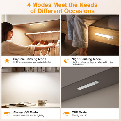 Gritin_10.2inch/_14.7_inch_Under_Cabinet_Lighting_Rechargeable_-84_LED_Super_Bright,3-Color&_5_Level_Brightness,4_Modes,Motion_Sensor,Long_Lasting-_Easy_Installation_Magnetic_Under_Cabinet_Closet_Lights_-2_Pack