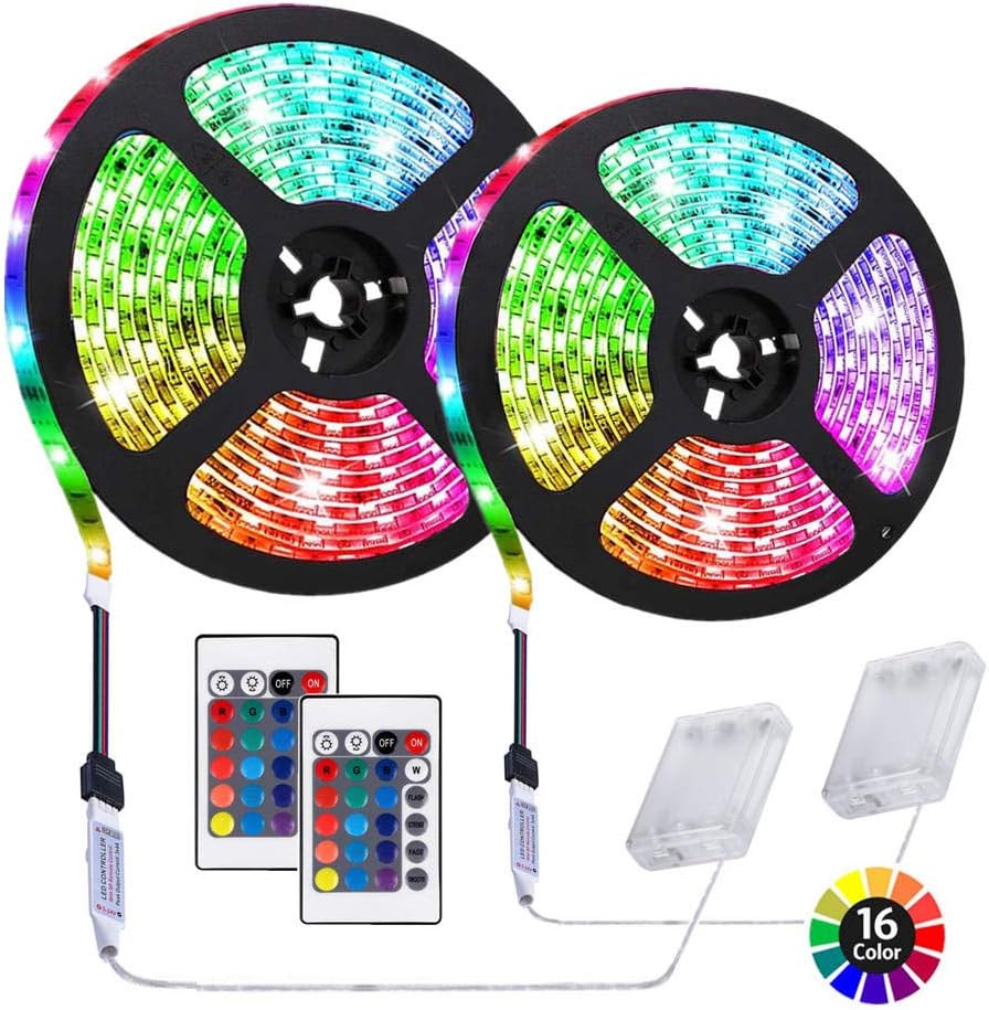 6.56_feet_Battery_Powered_LED_Strip_Lights,_DIY_Indoor_and_Outdoor_Decoration,_Waterproof,_24_Keys_Remote,_1_Pack/2_Pack