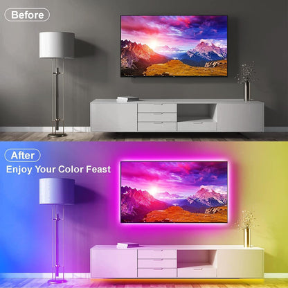 PSTAR_LED_Lights_for_TV_Led_Backlight,_3.28FT/9.84FT/16.4ft/32.8FT/50FT/65.6FT_Music_Sync_RGB_Strip_Lights_with_Remote_&_App_Control,_USB_Powered_for_TVs,_Computer,_Bedroom,_Gaming_Setup,_Home_Cinema