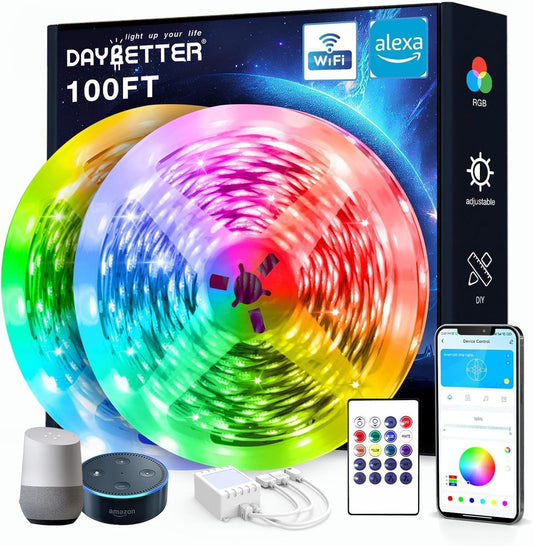 DAYBETTER_50FT/100FT/130FT/200FT_Smart_WiFi_Led_Lights,_Led_Strip_Lights_Work_with_Alexa_and_Google_Assistant,_App_Voice_Remote_Control_Music_Sync_Color_Changing_RGB_Strip_Lighting_for_Bedroom_Room_Decor