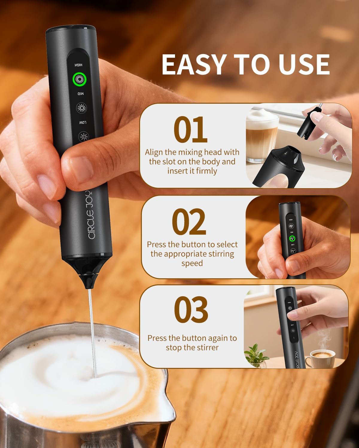 CIRCLE_JOY_Rechargeable_Handheld_Milk_Frother_Wand_with_3_Variable_Speeds,_3_Whisks_and_Storage_Box,_Electric_Drink_Mixer_for_Latte,_Cappuccino,_Hot_Chocolate,_Eggs_and_Protein_Powder,_Black