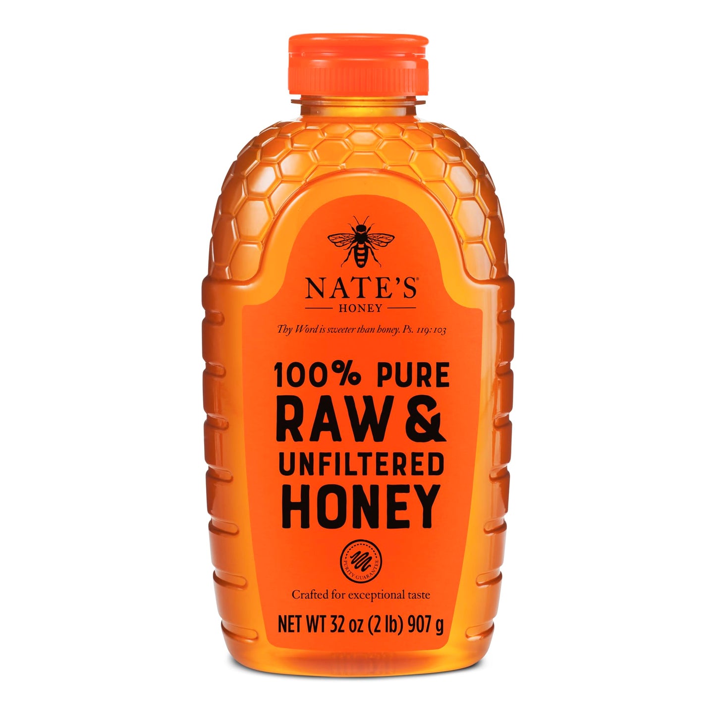 Nate&amp;#39;s 100% Pure, Raw &amp;amp; Unfiltered Honey - Award-Winning Taste, 32oz. Squeeze Bottle