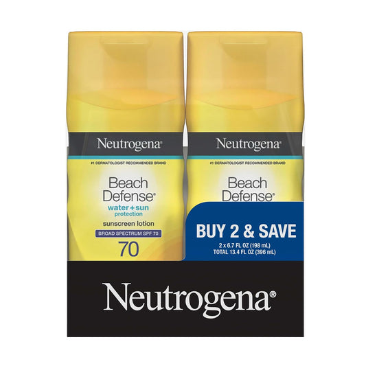 Neutrogena_Sunscreen_Lotion_Beach_Defense_SPF_70,_Face_and_Body_Sunscreen,_Hawaii_Reef_Act_104_Compliant,_Octinoxate_&_Oxybenzone_Free,_Oil_Free,_Fast_Absorbing_Sun_Care,_6.7_fl_oz,_Twin_Pack