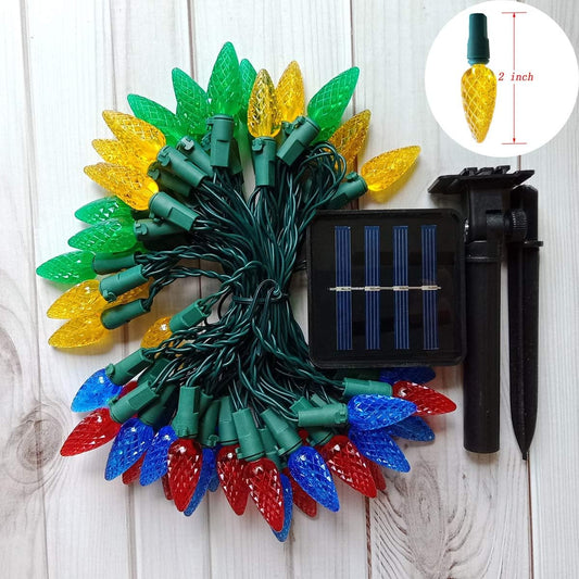 2_Pack_Solar_Christmas_Lights_Outdoor_C6_Strawberry_String_Lights,_LED_Christmas_Fairy_Lights_50_LEDs_Solar_Operated_Rechargeable_Garden_Lights_for_Christmas_Tree,_Arbor_Decor_(Multicolor,_8_Modes)
