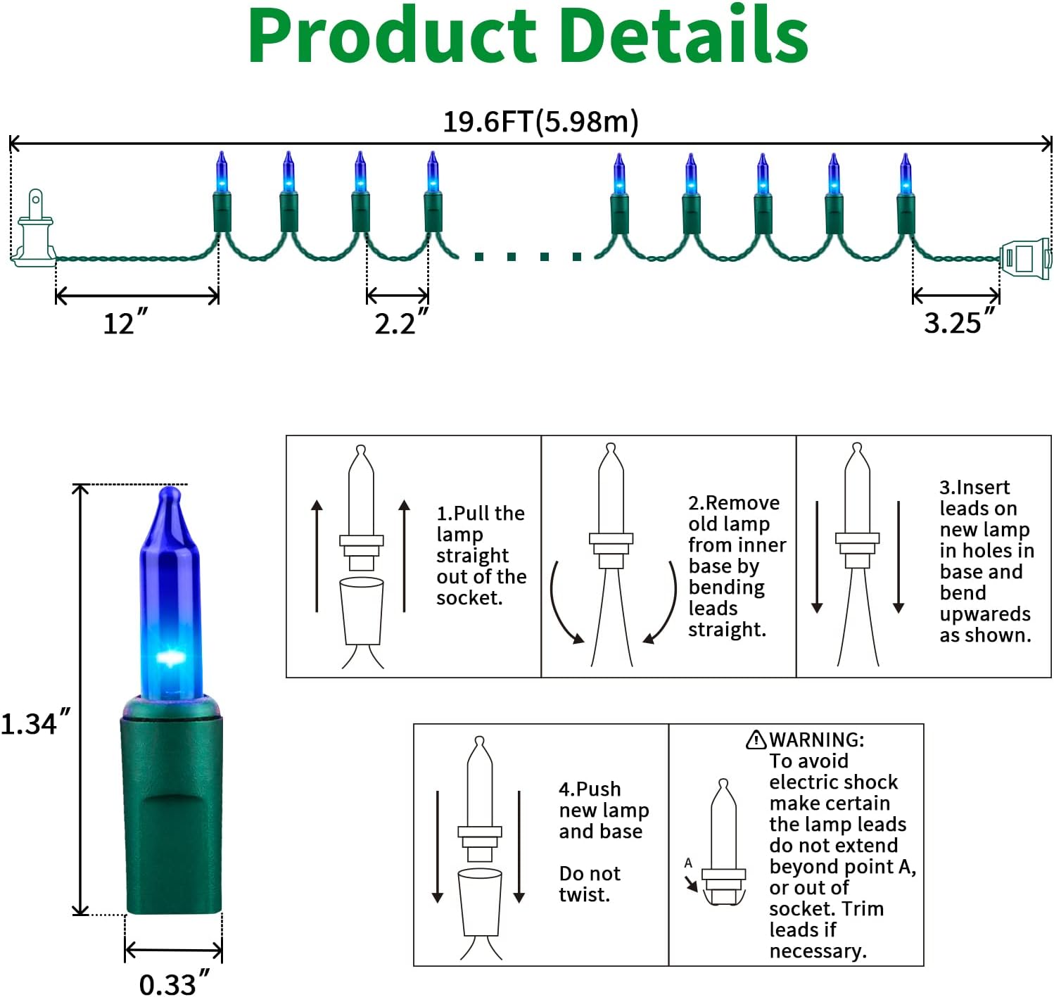 LAMPHOME_Super-Bright_Extendable_Blue_Christmas_Lights_Decoration_100Lights_19.6ft_UL_Certified_Mini_Bulb_String_Lights_Set_for_Outdoor_Christmas_Tree_Garden_Holiday_Party_Patio_Wedding_Garland_Decor