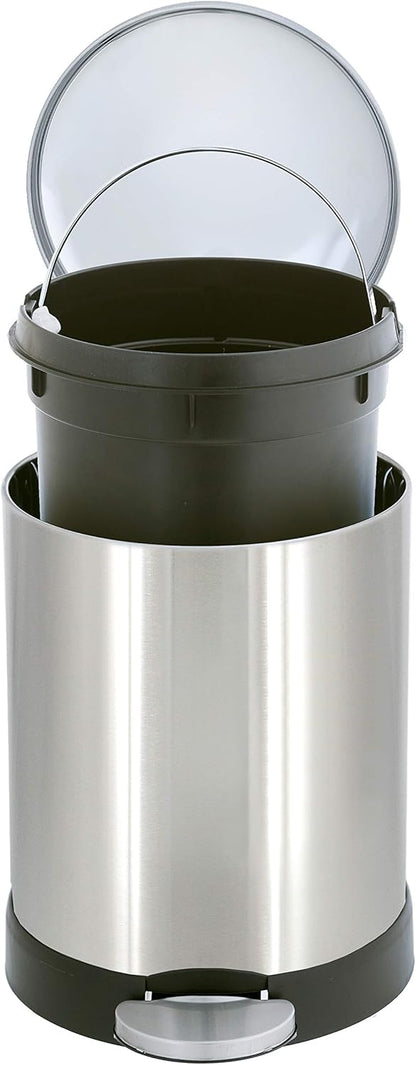 Glad_Small_Trash_Can,_1.2_Gallon_|_Round_Stainless_Steel_Garbage_Bin_with_Soft_Close_Lid_&_Step_Foot_Pedal_|_Metal_Waste_Basket_with_Removable_Inner_Bucket,_Stainless,_8_x_9.5_x_12_inches