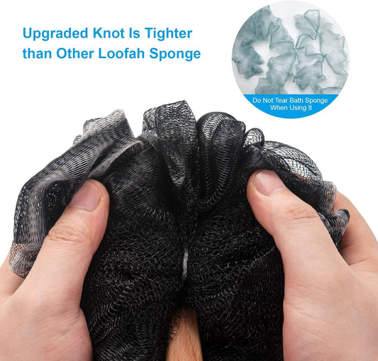 AmazerBath_Shower_Sponge_Loofah_Back_Scrubber,_PE_Soft_Mesh_Loofah_Body_Scrubber_with_Long_Wooden_Handle,_Bath_Sponge_for_Men_Women_(Black)