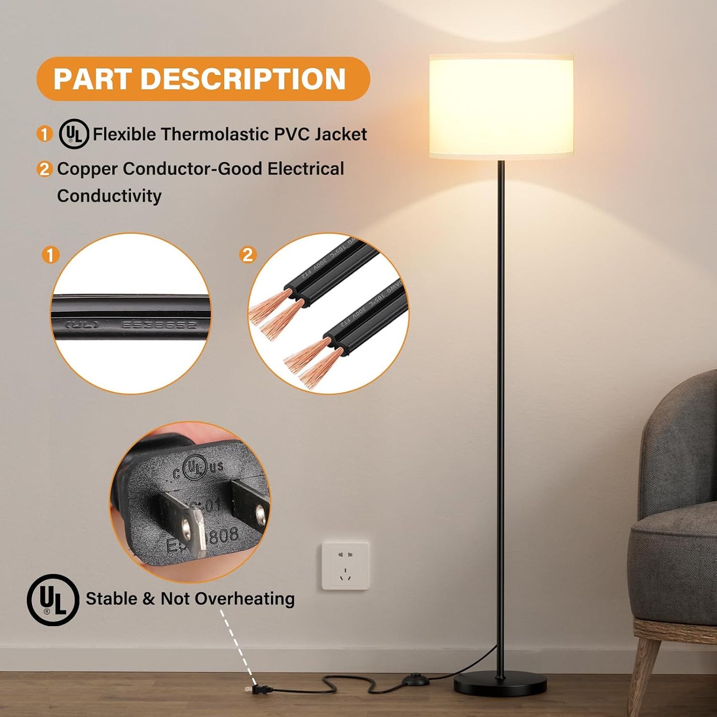 Modern_Floor_Lamp_Simple_Design_with_White_Shade,_Foot_Pedal_Switch,_60"_Small_Tall_Lamps_for_Living_Room_Bedroom_Office_Dining_Room_Kitchen,_Black_Pole_Lamp(Without_Bulb)