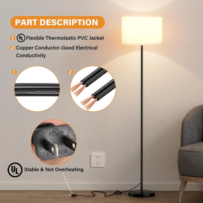 Modern_Floor_Lamp_Simple_Design_with_White_Shade,_Foot_Pedal_Switch,_60"_Small_Tall_Lamps_for_Living_Room_Bedroom_Office_Dining_Room_Kitchen,_Black_Pole_Lamp(Without_Bulb)