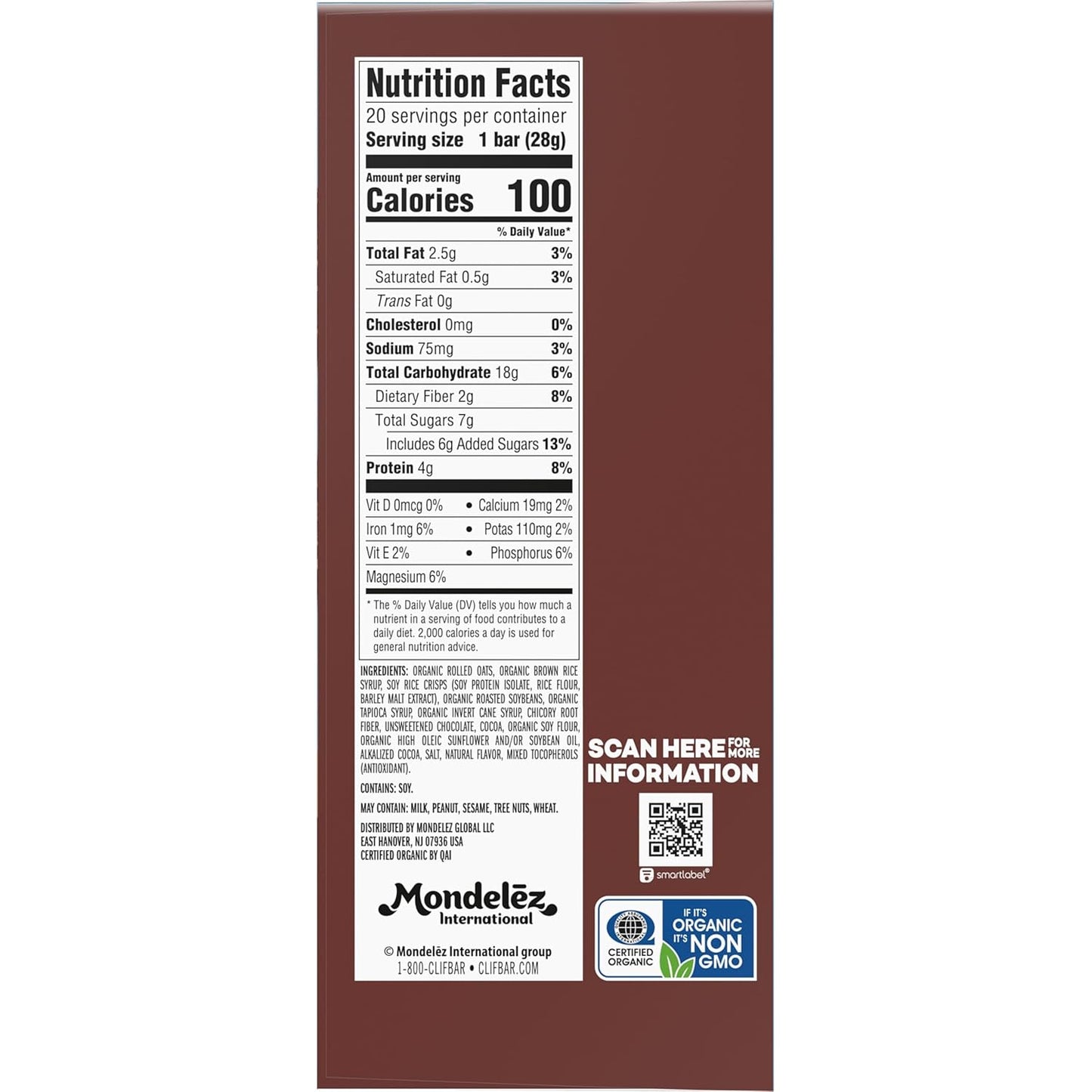 CLIF_BAR_Minis_-_Chocolate_Brownie_Flavor_-_Made_with_Organic_Oats_-_4g_Protein_-_Non-GMO_-_Plant_Based_-_Snack-Size_Energy_Bars_-_0.99_oz._(20_Pack)