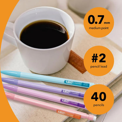 BIC_Xtra-Smooth_Pastel_Mechanical_Pencils_with_Erasers,_Medium_Point_(0.7_mm),_Bulk_School_Supplies_for_Students_and_Teachers,_40-Count_Pack