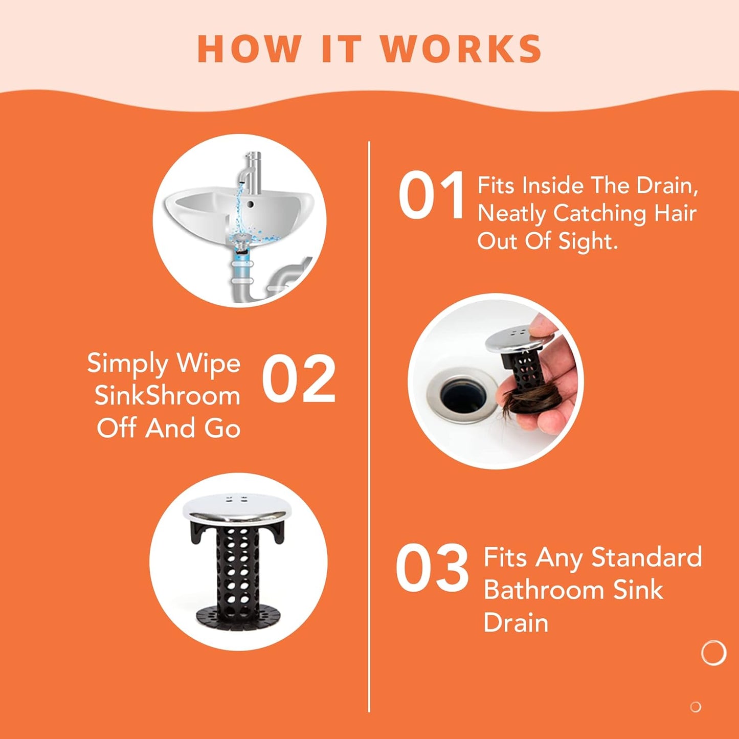 SinkShroom_Chrome_Edition_Revolutionary_Bathroom_Sink_Drain_Protector_Hair_Catcher,_Strainer,_Snare,_Black